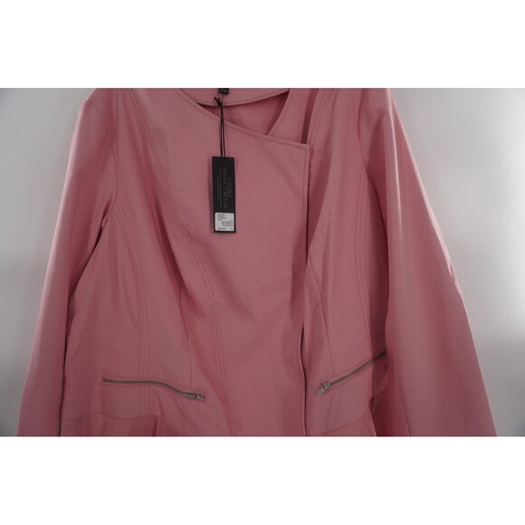 Lane Bryant Women Pink Moto Blazer Ruffled Peplum Jacket with Zippers NWT Sz 22 - Picture 6 of 11